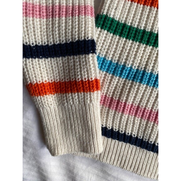 Ann Taylor Loft Rainbow Striped Cardigan Sweater. Staud Style Cotton Blend LARGE - Picture 5 of 9